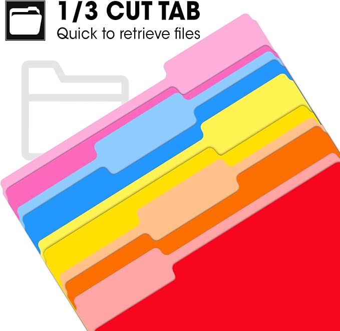 240 Pack Colored File Folders, 1/3 Cut Tab File Folders Letter Size 8.5 x 11 Inch, Assorted 8 Colors Filing Folder for Office School Business