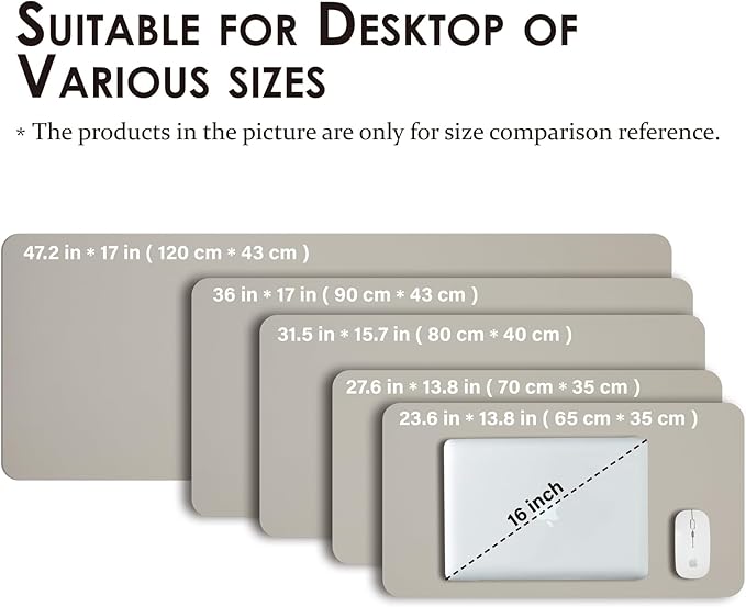 HOMIEAZICOZI Leather Desk Mat - Non-Slip PU Pad for Office and Home Organization Accessories Ideal Large Mouse Mats on Top of Desks (Light Gray,31.5''x 15.7'') (DPD-LGr-M)