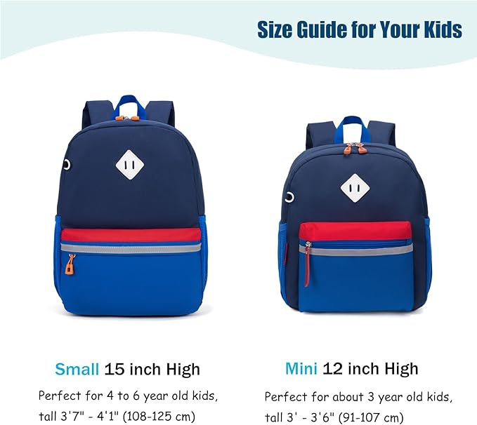 HawLander Little Kids Backpack for Boys Toddler School Bag Fits 3 to 6 years old, 15 inch, Blue