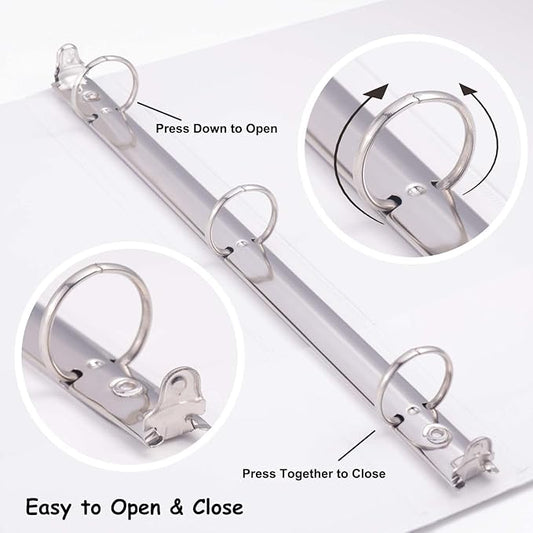 COMIX Sturdy 3 Ring Binder 0.5 inch with Clear View Cover, 1/2" Round Ring View Binder, PVC-Free, 100 Sheets Capacity of US Letter Size Paper, Office ＆ School Supplies, Pack of 12 (White)