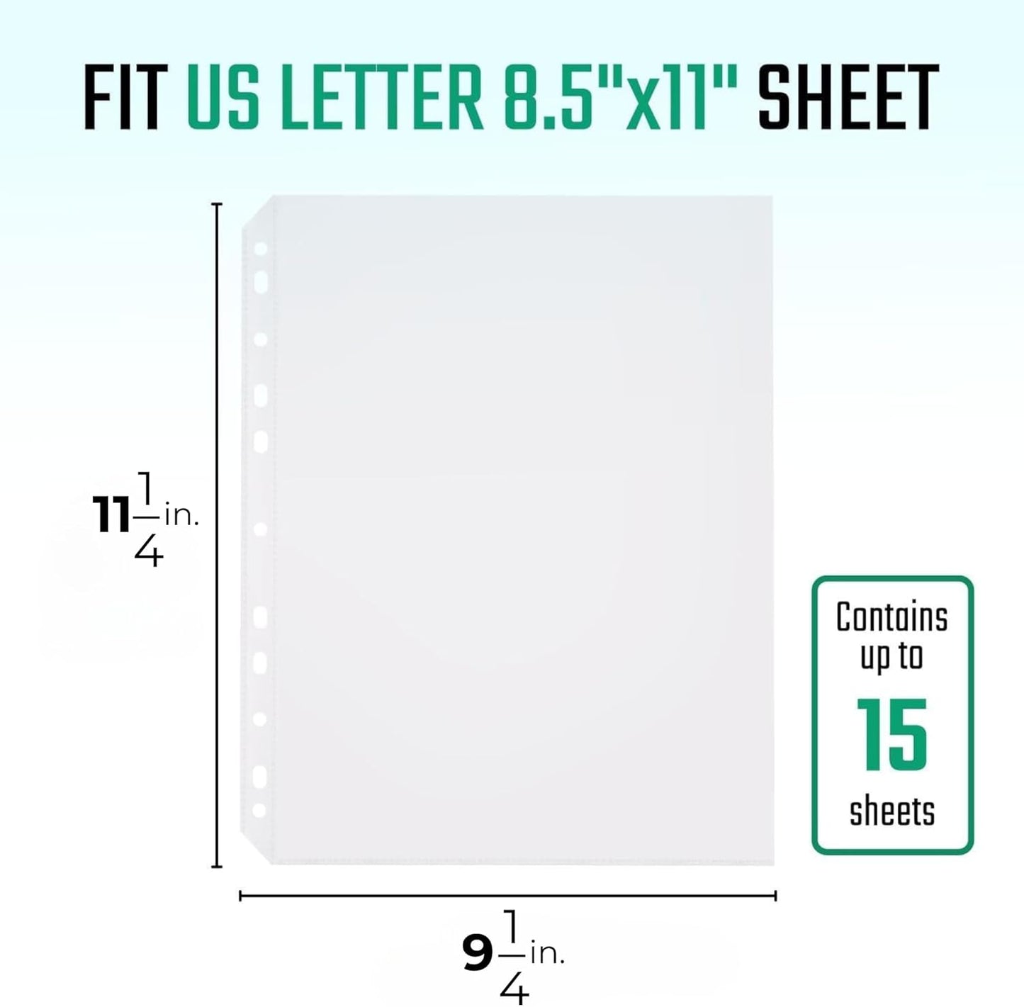 200 Pack, 8.5 x11 Clear Sheet Protectors, Page Protectors Heavy Duty for 3 Ring Binder, Top Loading Plastic Sleeves