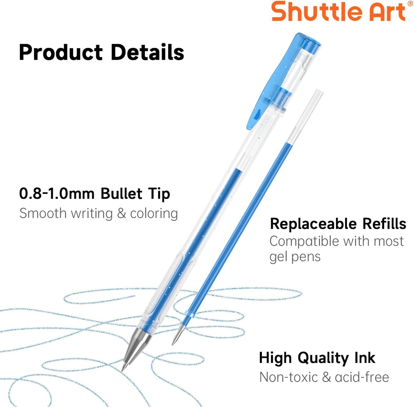 Gel Pen Refills, Shuttle Art 140 Colors (No Duplicates) Gel Pen Refills, 7 Color Types for Kids Adults Coloring Books Drawing Doodling Crafts Scrapbooking Journaling
