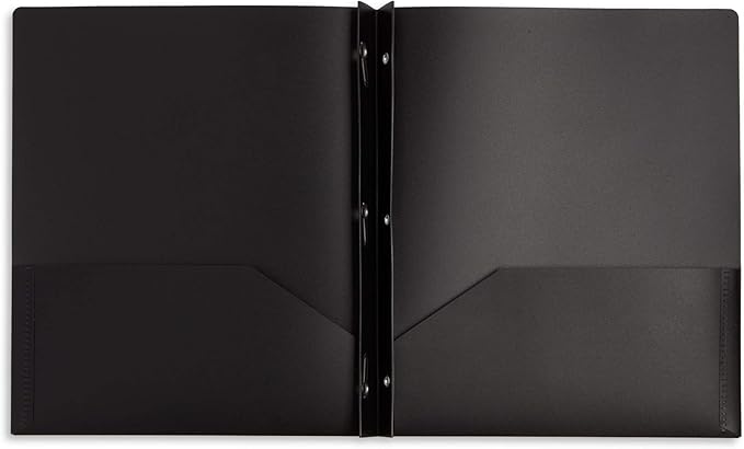 Blue Summit Supplies 30 Pack Plastic Two Pocket Plastic Folders with Prongs Bulk, Assorted Dark Color Poly Folders with Pockets and Prongs Bulk, Blue, Red, and Black, 3 Prong, Letter Size