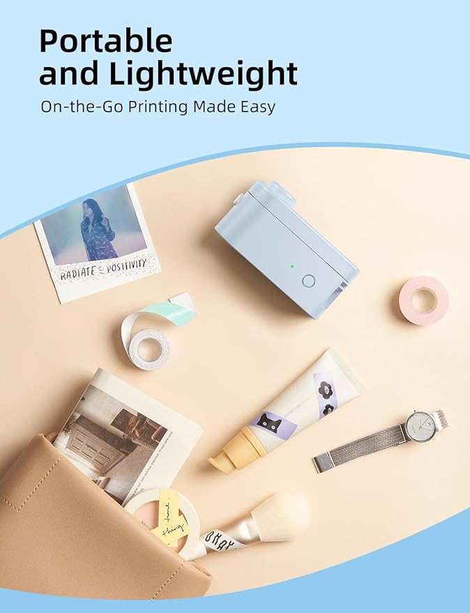 MakeID Label Maker Machine with Tape - Compatible with 9/12/16mm Waterproof Tape, Portable & Rechargeable Label Makers with Built-in Cutter Wireless Label Printer Compatible with Android & iOS Devices