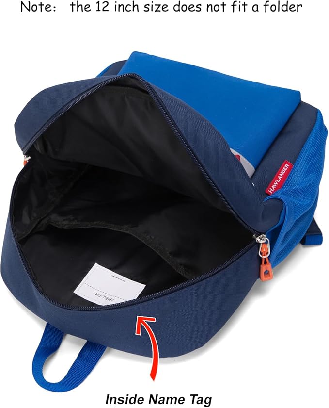 HawLander Little Kids Backpack for Boys Toddler School Bag Fits 3 to 6 years old, 12 inch, Blue