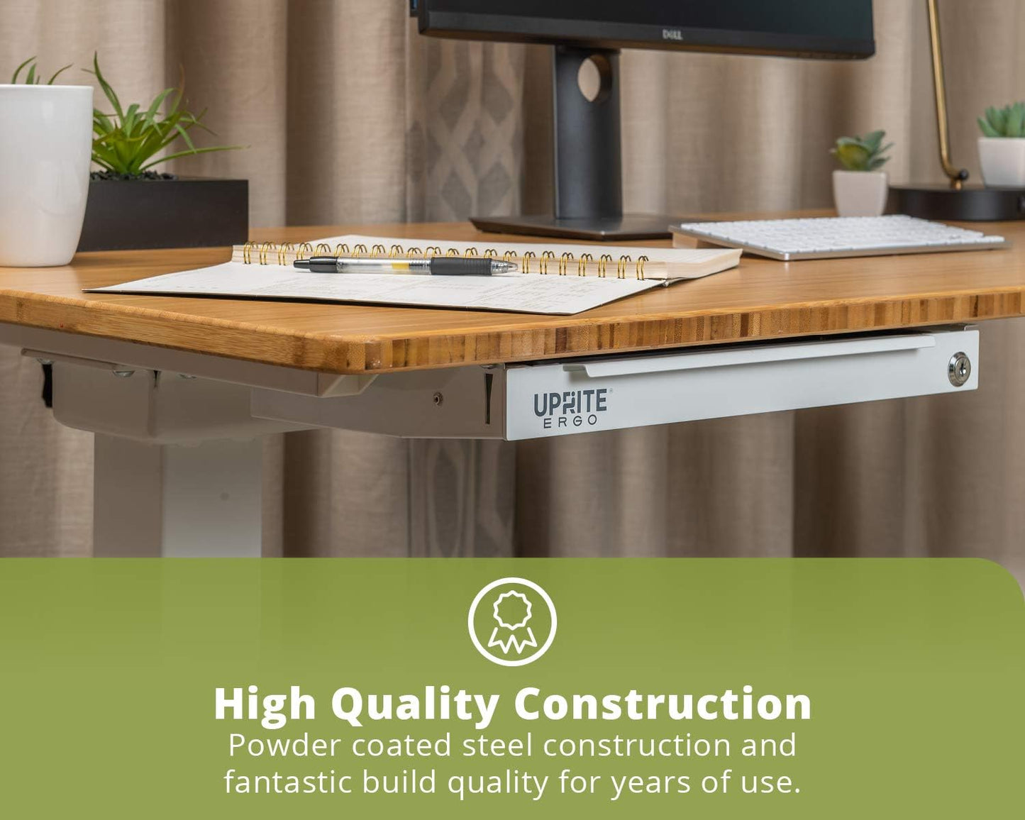 Perfect Posture Max Under Desk Storage Drawer – Large Desk Drawer with Lock for Regular & Sit-Stand Standing Desks, White (19.5” x 9.5”)