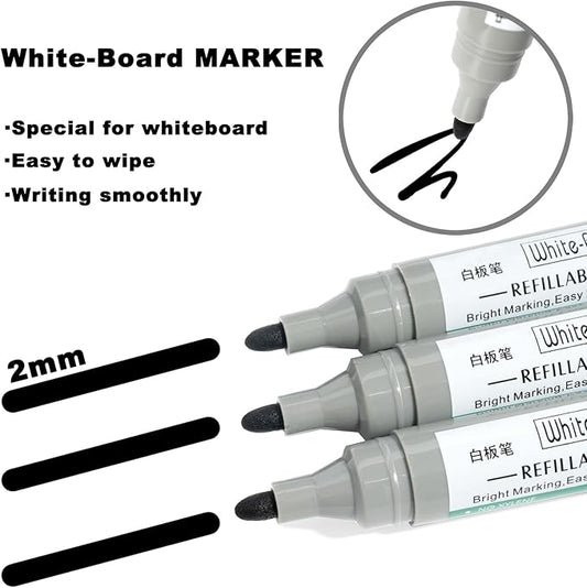Dry Erase Markers Set 11pcs Whiteboard Markers Comber sets,6 Whiteboard Markers with 4 super strong magnetics & 1 Dry Eraser Bundle of White Board Dry Erase Markers (Black Markers)