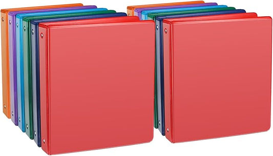 COMIX 3 Ring Binder 1 inch with Clear View Cover, 1" View Binder Holds 200 Sheets of US Letter Size Paper, 12 Pack (Assorted)