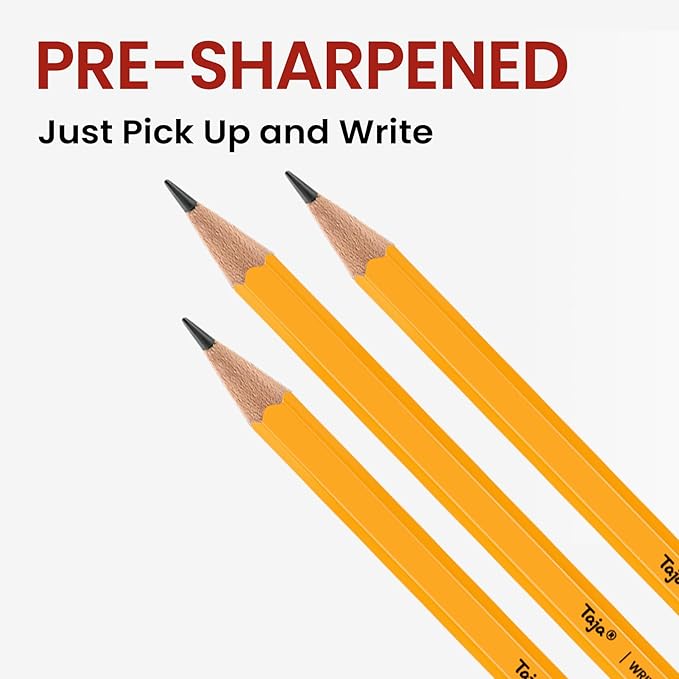 Taja 550 Pack #2 HB Wood-Cased Pencils, Pre-Sharpened with Top Erasers, Bulk Yellow Pencils for School & Classroom
