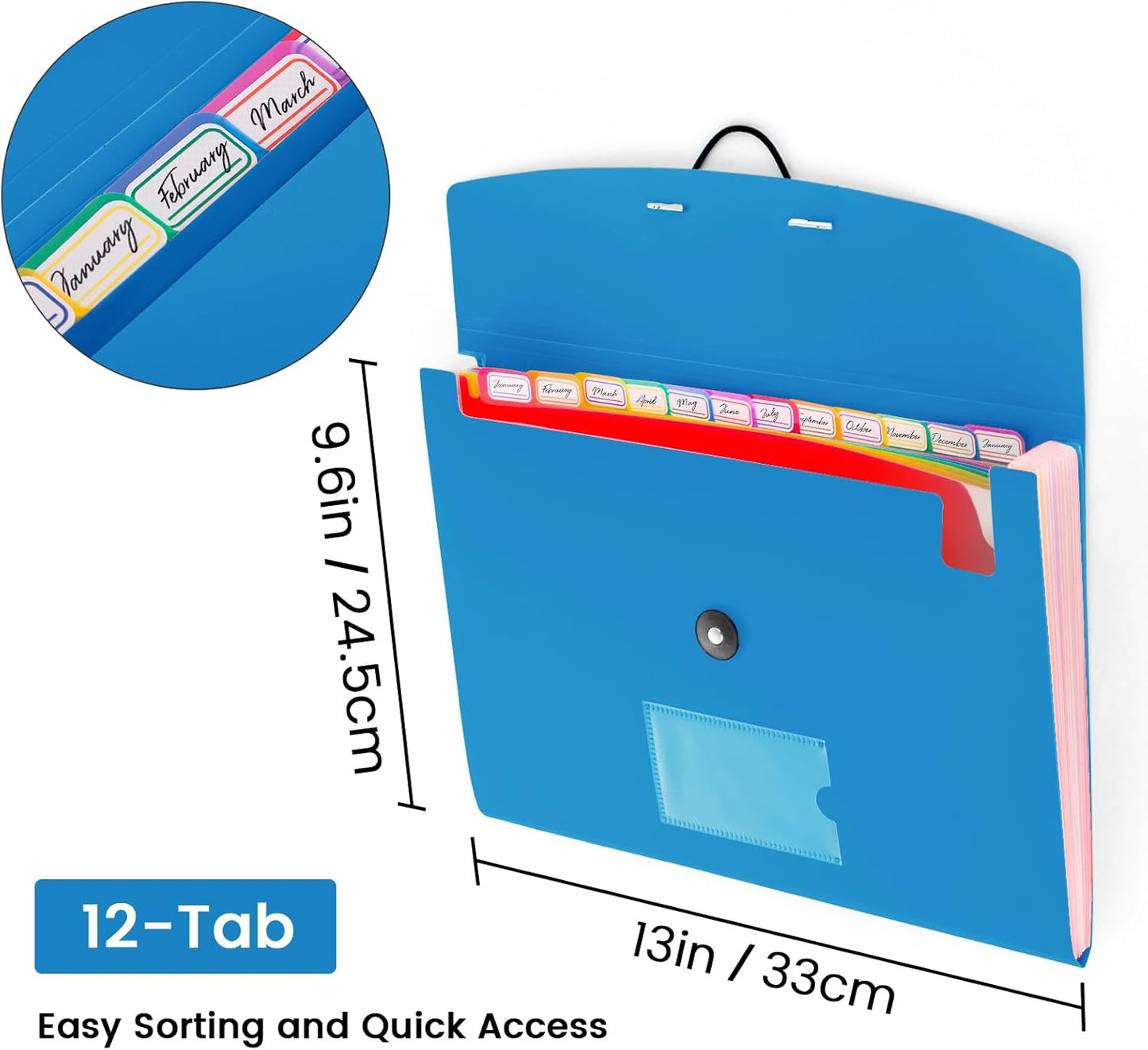3 Pack Accordion File Organizer with Elastic Closure, 13 Pocket Expanding File Folder for Letter Size A4 Papers, Ideal for Home, Office Supplies, College Essentials