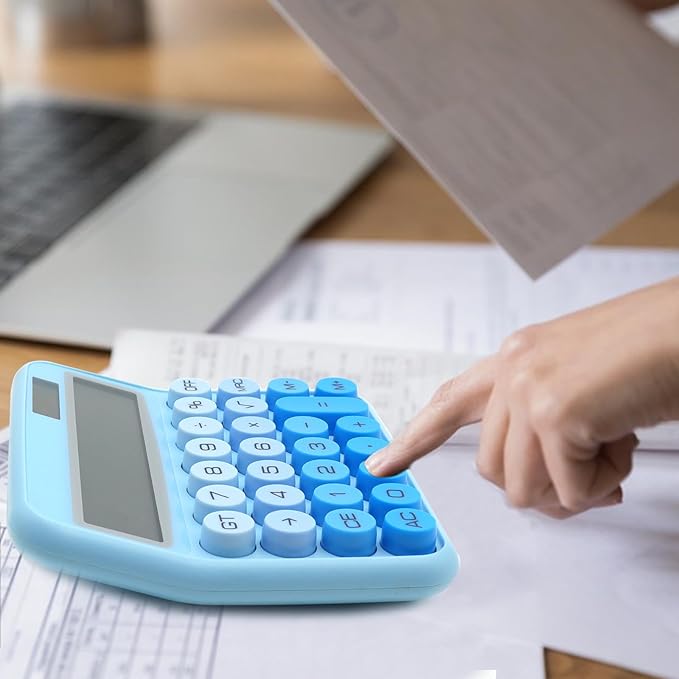 Gradient Blue Calculator, UPIHO Standard Calculator 12 Digit with Large LCD Display and Big Buttons,Blue Office Accessories for Women Desk,Cute Calculator for Office,School, Home,Business, Small