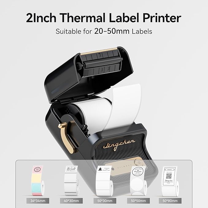 NIIMBOT B21 Label Maker Machine with Tape 2Inch Portable Sticker Printer Thermal Labeler for Jar Price Address Label for Business Home Office Organization, Black