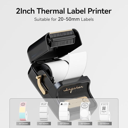 NIIMBOT B21 Label Maker Machine with Tape 2Inch Portable Sticker Printer Thermal Labeler for Jar Price Address Label for Business Home Office Organization, Black