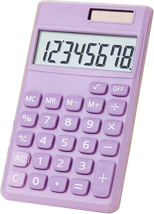 Basic Calculator, Desktop Cute Pocket Size Mini Calculators for School, Office, Home (Purple)