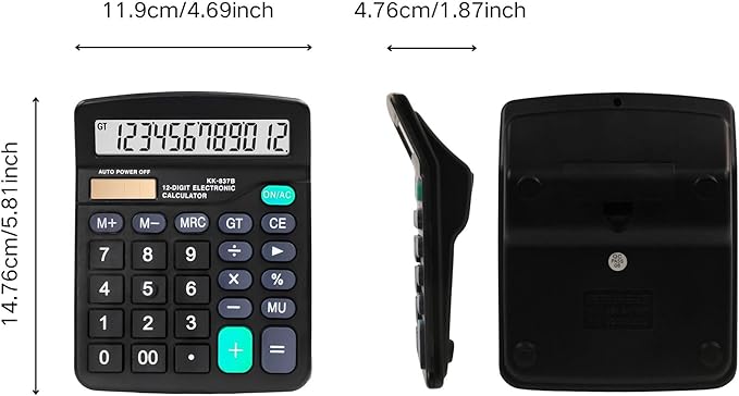 Calculator 12 Digit Office Calculators with Large LCD Display, Dual Solar Power and Battery Large Button Calculator Financial Office School