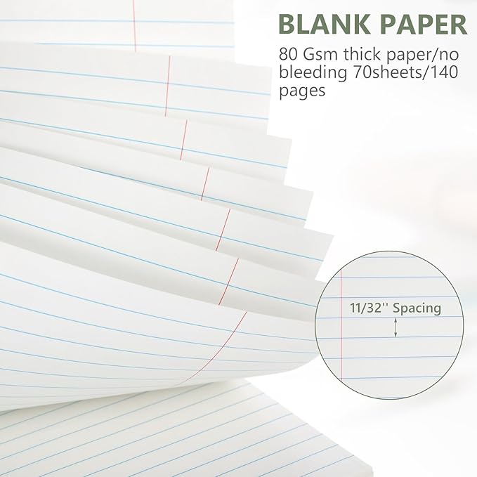 6 Pack 8.5 x 11'' Top Bound Office Steno Book Wide Ruled Double Sided Spiral Notebooks Reliable White Paper 70 Sheets/Pad Pastel Colors Covers for Writing School Notes(Classic Color)