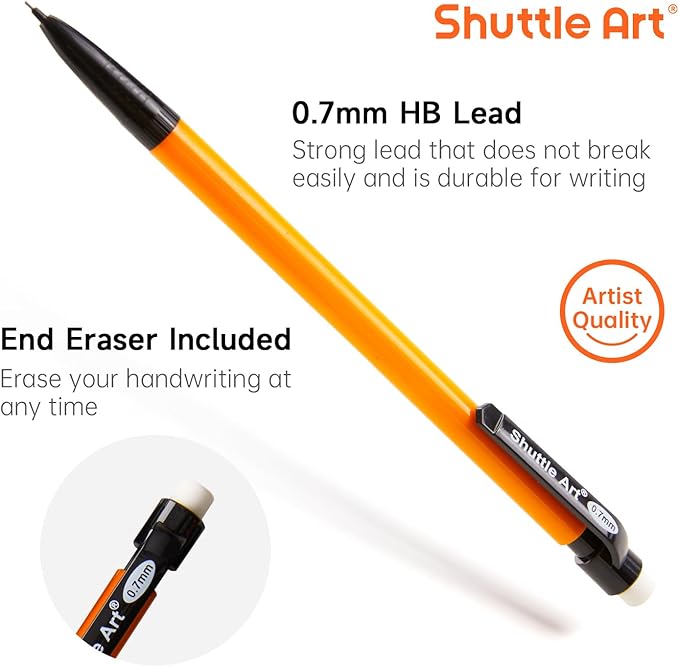 Shuttle Art Mechanical Pencils, 360 Pack Bulk Mechanical Pencils 0.7mm Medium Point, HB #2 Lead Pencils, Assorted Barrels, Office School Supplies