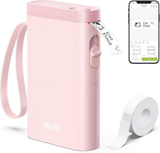 Nelko Label Maker Machine with Tape, P21 Bluetooth Label Printer, Wireless Mini Label Makers with Multiple Templates for School Office Home, Pink
