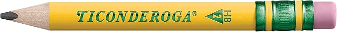 Ticonderoga My First Short Triangular Wood-Cased Pencils, #2 HB Soft, With Erasers, Yellow, 12 Count
