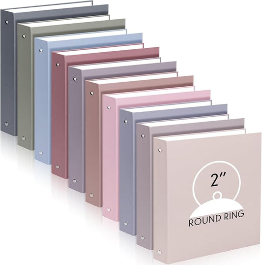 Ctosree 10 Pack Colored 3 Ring Binder with 2 Pockets Hardcover Loose Leaf Binder for Women Men Teacher Student School Office Home Supplies, Fits 11 x 8.5 Size Paper, 10 Colors(2'',Elegant Color)