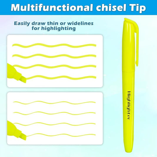 Duchong 30 Yellow Highlighters, Chisel Tip Dry-Quickly Highlighter Markers, Highlighter Bright Colors for Adult Kids, Office Classroom Must Have, School Supplies for Teachers