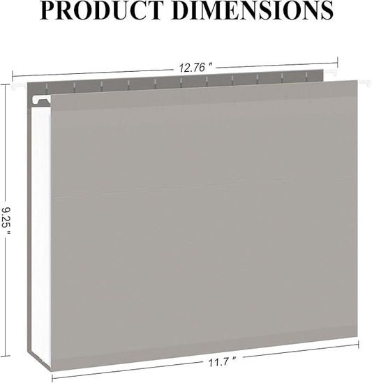 ViVin Hanging File Folders, 1/5-Cut Adjustable Tabs with 24 Per Box, 2 Inch Expansion, 24 Pack Letter Size Hanging File Folders, Designed for Office Home School Filing Cabinet(Gray)