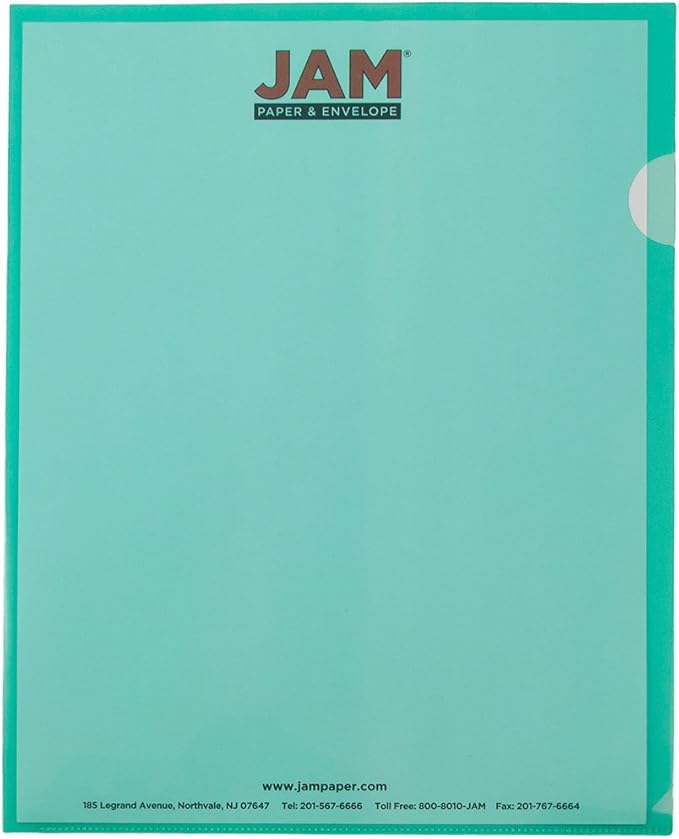 JAM PAPER Plastic Sleeves - Letter Size - 9 x 11 1/2 - Green Project Pockets - 120 Bulk Page Protectors/Pack