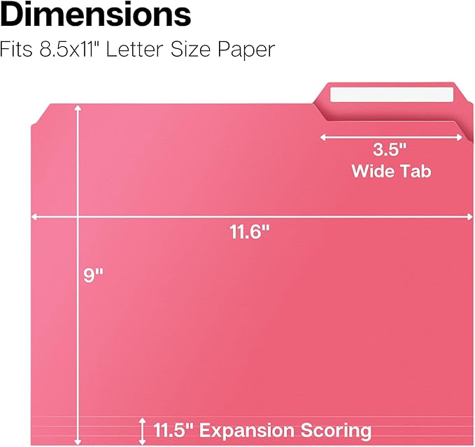 Dunwell Plastic Colored File Folders (6 Pack), 1/3 Tab File Folders for 8.5x11 Letter Size Documents, Assorted Pastel Colors, Acid-Free Poly for Long Term Storage, Includes Labels