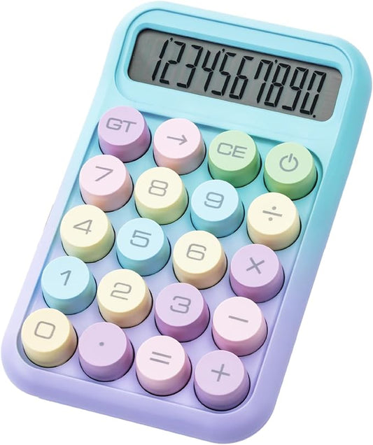M&G Mechanical Switch Calculator, 10 Digit Basic Desk Calculator, Large LCD Display and Big Buttons, Cute Small Calculators Gift for Children Students Teacher