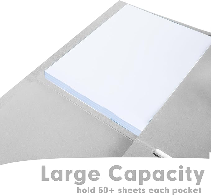 Two Pocket Folders, 75 Pack, Letter Size, Grey