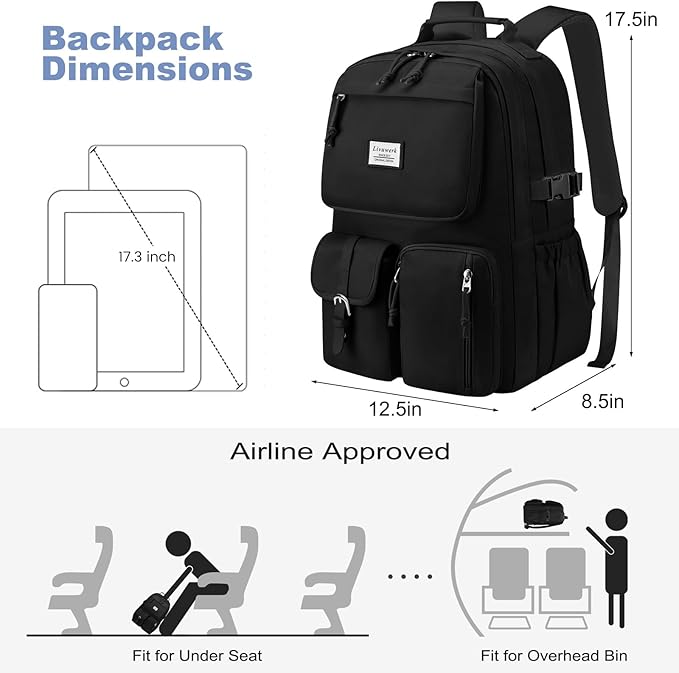 School Laptop Backpack for Girls Bookbag: Large Capacity Elementary Middle High School Book Bag 17.3 Inch Casual College Backpacks Waterproof Travel Back Pack Student Bookbags for Teen Kids Boys Women
