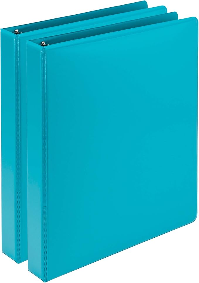Samsill Plant-Based 1 Inch Durable Round Ring, Made in USA, View Binder, Eco-Friendly, USDA Certified Biobased, 2 Pack, Turquoise