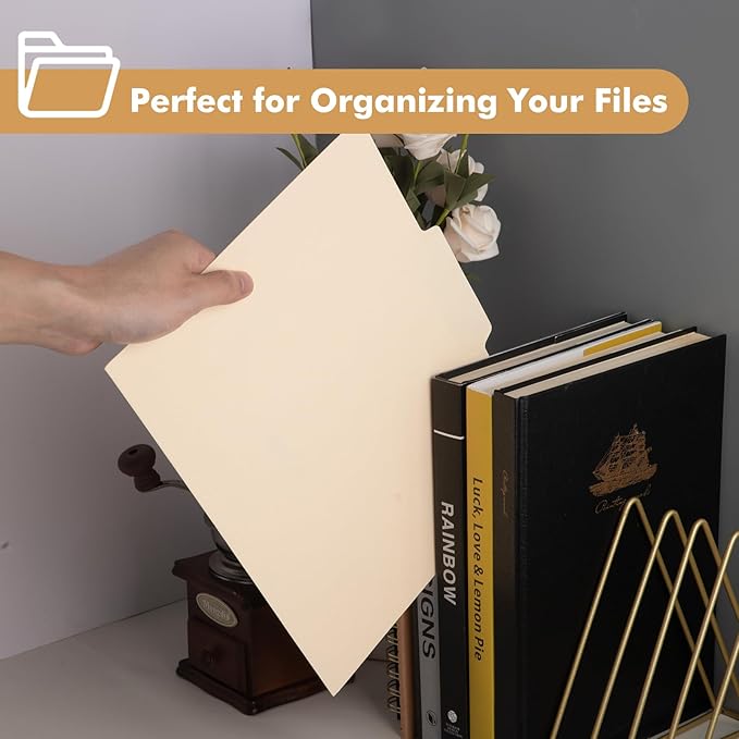 Manila File Folder, 1/3-Cut Tab, Letter Size, Manila Folders with Tab, 200 per Box