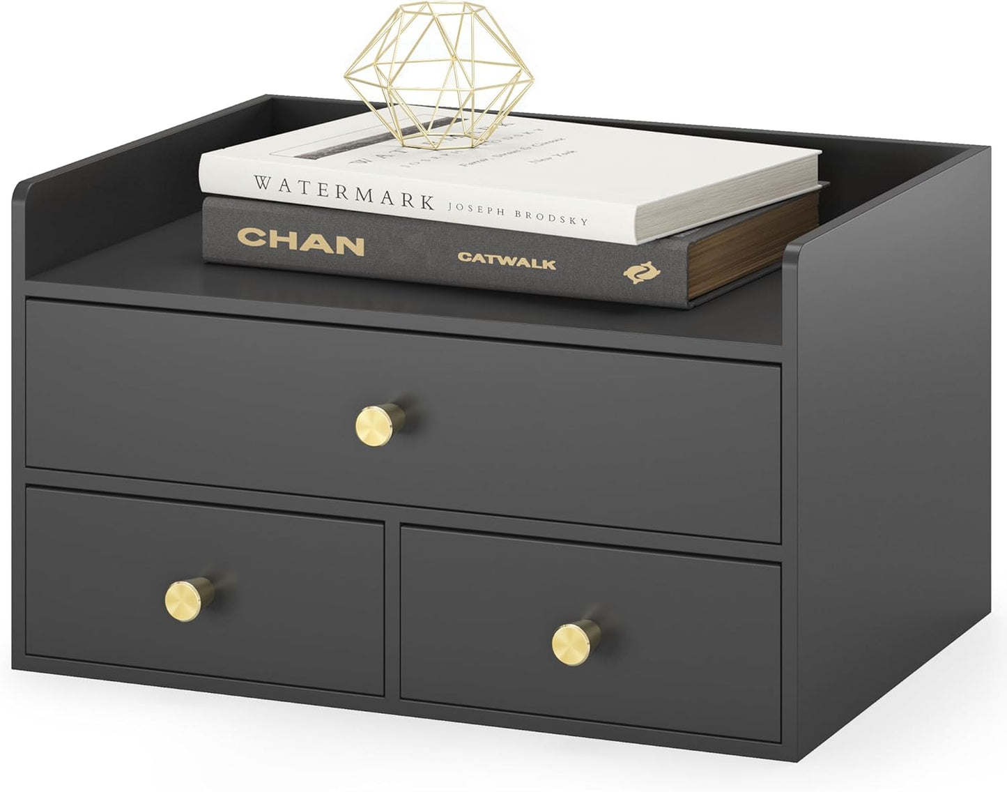 Bamboo Desk Organizer - Stackable, No Assembly Required, Ideal for Office/Home Use - Perfect for Toiletries, Stationery, Accessories. (Black, Fence three Desk Organizer)