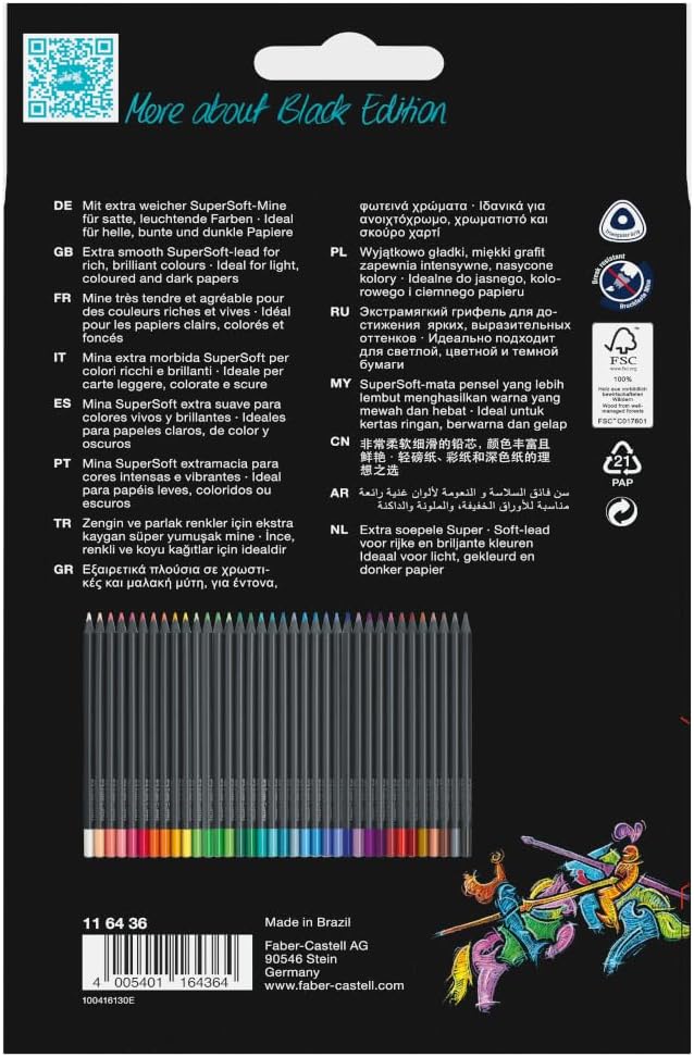 Faber-Castell Black Edition Colored Pencils, Classic 1 Count (Pack of 36)