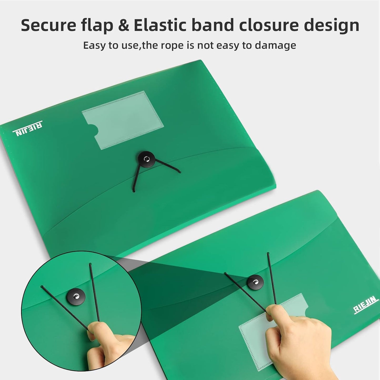 Accordian File Organizer 7 Pocket Expanding File Folder with Labels, Plastic Expandable File Folder for Documents Letter Size A4 Papers - Green