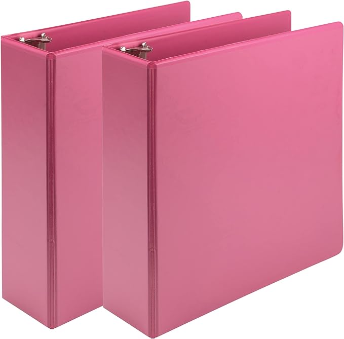 Samsill Earth’s Choice™, Durable Fashion Color 3 Ring View Binder, 3 Inch Round Ring, Up to 25% Plant Based Plastic, Eco-Friendly, USDA Certified Biobased, Pink Berry, Value 2 Pack (U86876)