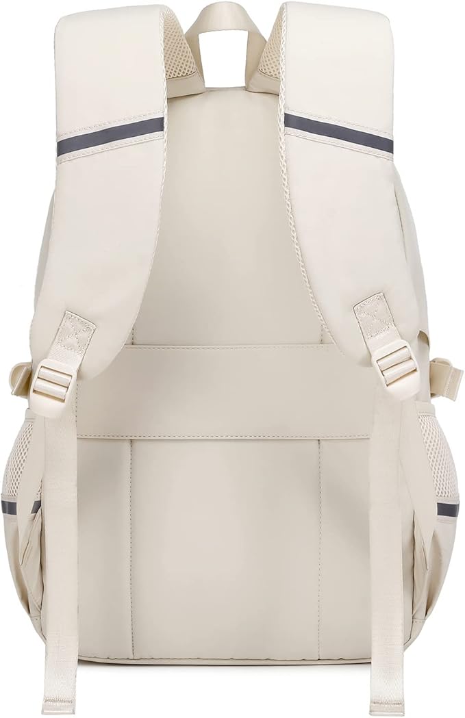 abshoo Big Student Laptop Backpack For College Women Middle High School Teen Girls Bookbag Travel Daypack (Beige)