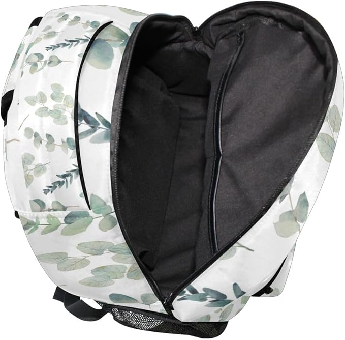 Green Sage School Backpack for Kids Boy Girls Eucalyptus Leaf School Bag Daypack Spring Floral Laptop Bookbags Camping Travel Outdoor Shoulder Bag One Size