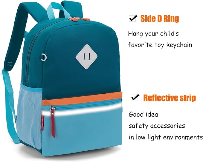 HawLander Little Kids Backpack for Boys Toddler School Bag Fits 3 to 6 years old, 15 inch, Blue