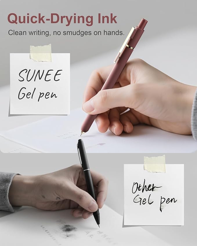 SUNEE Gel Pens, 6 Pack 0.5mm Pens Fine Point Smooth Writing Pens with Quick-Dry Black Ink, Cute Aesthetic School Office Note-Taking Pens for Journaling - Vintage
