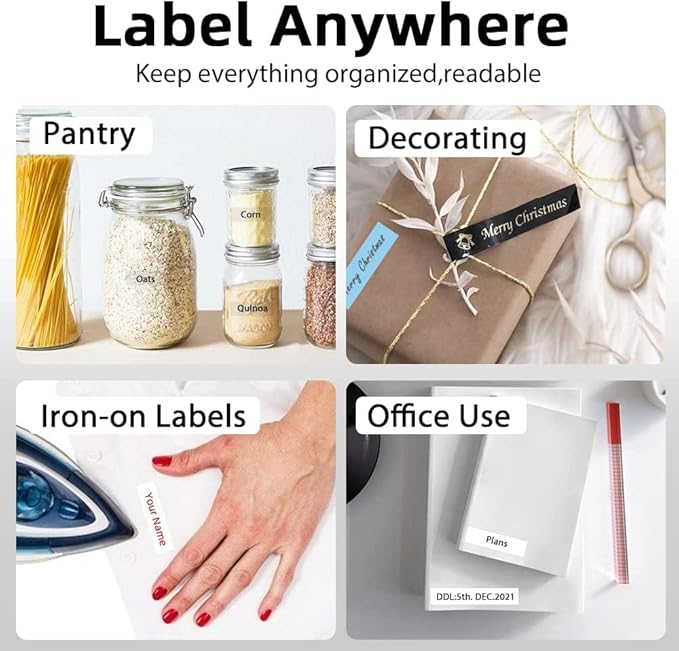 Phomemo P12 Label Maker Machine with Tape, Bluetooth Small Thermal Label Printer with Multiple Templates Mini Label Maker for Home, School, Organization, Office, White