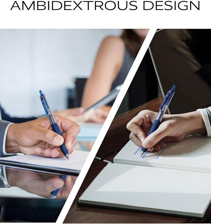 0.5mm Gel Pens Fine Point Smooth Writing Pens, 12PCS Blue Ink Pens, Retractable Leather-Like Blue Gel Pens, Business Gel Pen for Journaling, Writing, School, Office Use (Blue)