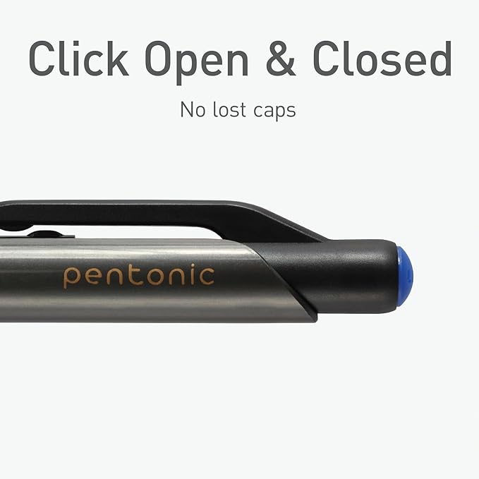 Pentonic GR-T Retractable Gel Pens, 10 Count, Blue Ink, 0.7 mm Fine Point, Smooth Writing For Journaling, Note Taking, Office & School (1002361)