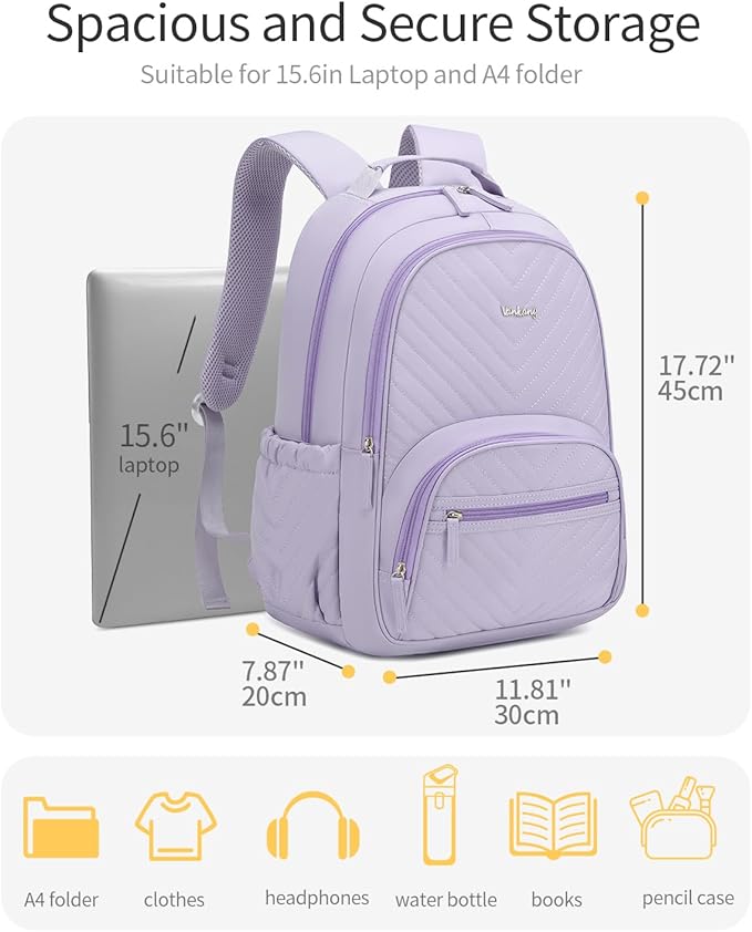 School Backpack for Teen Girls, Middle High School Bookbag Laptop Backpack for Women College Business Casual Teacher Nurse Bag, Purple