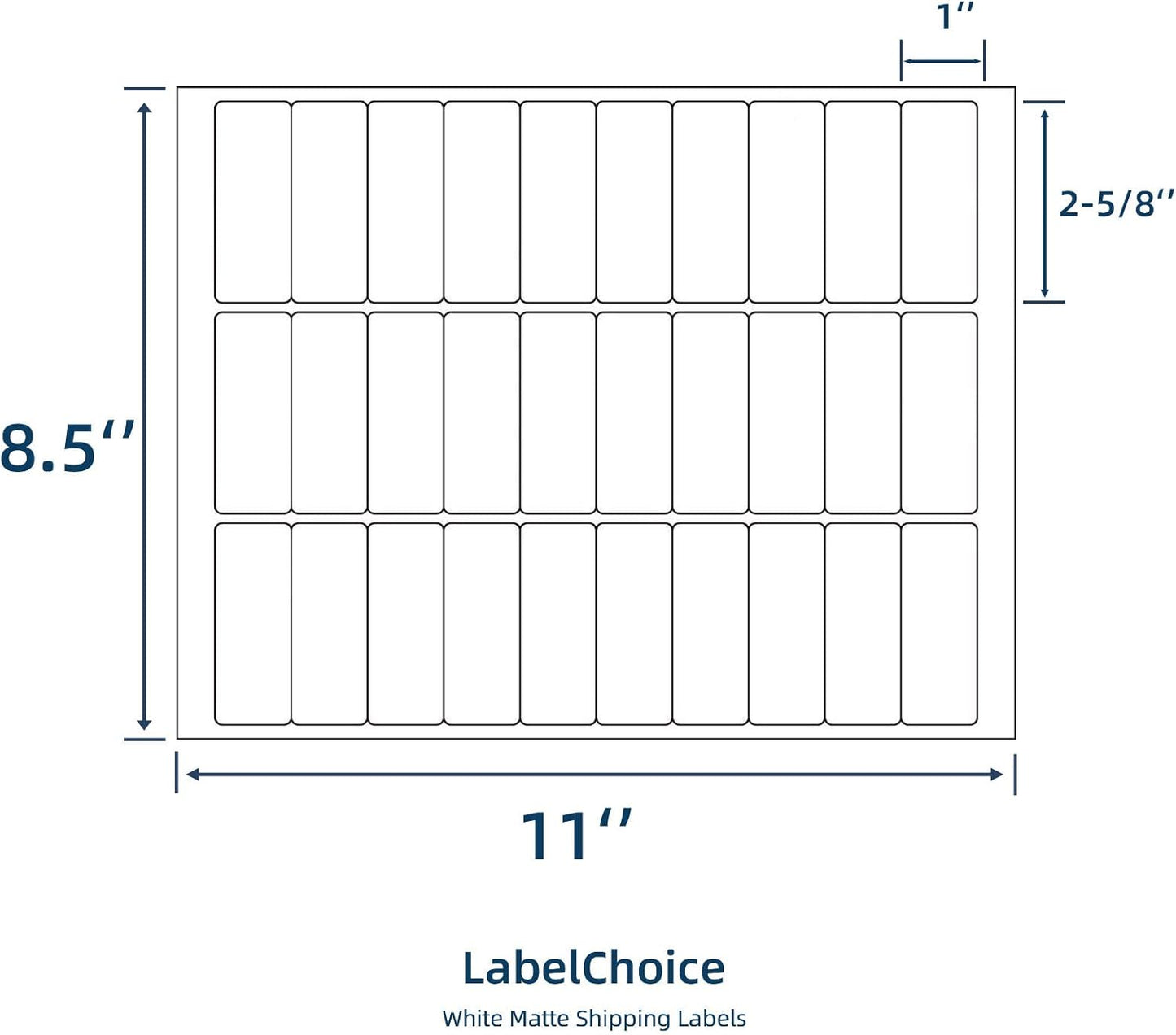 100 Sheets 3000 Pcs 30-up 1" x 2-5/8" Shipping Address FBA Labels for Laser & Inkjet Printers, 30 Up Labels 1 x 2-5/8 on US Letter,30 per Sheet Return Address Stickers, 30 per Page