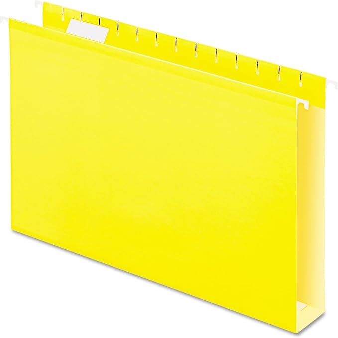 Pendaflex Extra Capacity Reinforced Hanging Folders, 2", Legal Size, Yellow, 1/5 Cut, 25/BX (4153x2 YEL)