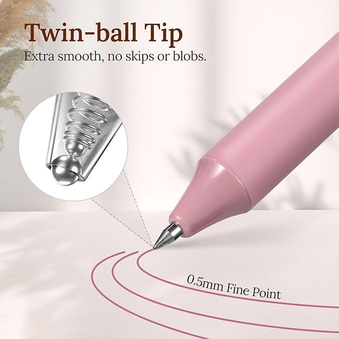 WRITECH Fine Point Gel Pens: 8ct 0.5mm Multi Colored Ink Colors Retractable Pen for Smooth Writing Note Taking Journaling Assorted Coloring No Bleed & Smear & Smudge (Vintage Set)