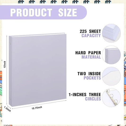 Ctosree 10 Pack Colored 3 Ring Binder with 2 Pockets Hardcover Loose Leaf Binder for Women Men Teacher Student School Office Home Supplies, Fits 11 x 8.5 Size Paper, 10 Colors(1",Fantasy Color)