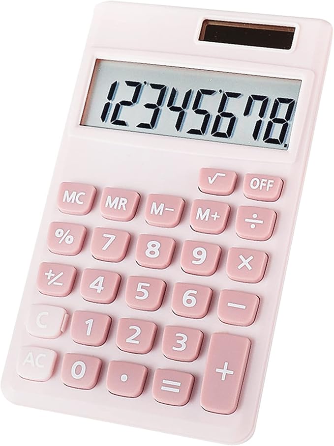 Basic Calculator, Desktop Cute Pocket Size Mini Calculators for School, Office, Home (Pink)